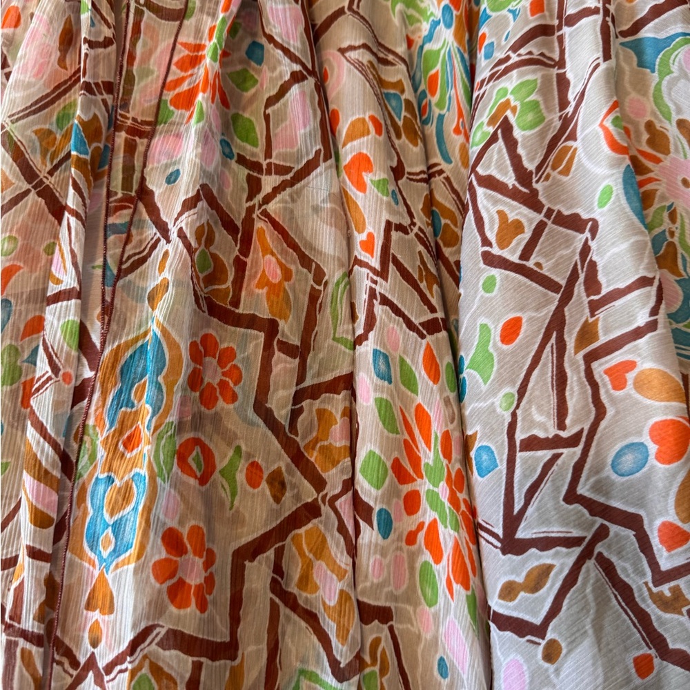 Diane Von Furstenberg Multicolor Floral High-Low Skirt, 100% Silk Shell - Picture 7 of 12